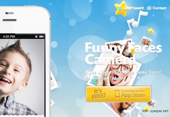 iphone app website funny faces design